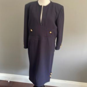 Valentino long sleeve dress navy blue size12 zip on the side